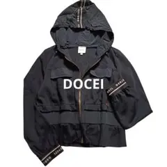 ドーセ 異素材 フルジップパーカー ブルゾン 黒 イタリア製 伸縮性 綿96.5