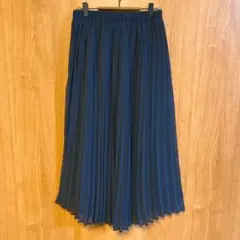 【クチュールブローチ】 ロングスカート　プリーツ　ウエストゴム　ネイビー　M