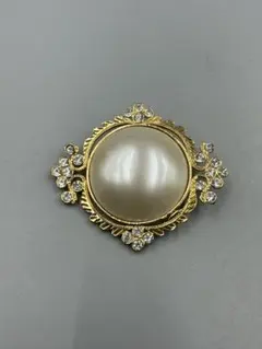 259ヴィンテージ　パールとクリスタルのブローチ