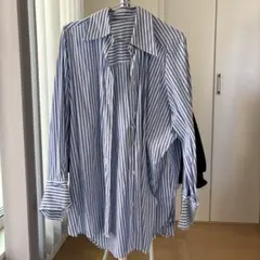 SENSE OF PLACE 青白ストライプ長袖シャツ M