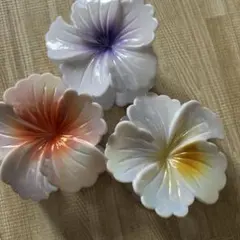 フラワーモチーフ ヘアクリップ 3点セット ハイビスカス★