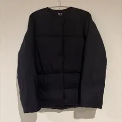美品　ユニクロC ノーカラー　ライトダウンジャケット　ブラック　Mサイズ