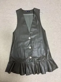 ZARA オリーブグリーン レザーワンピース