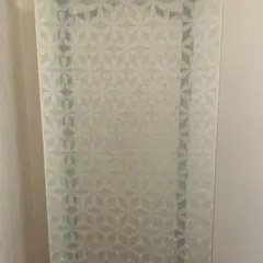 西陣織先染め御召 紋紗織　着尺反物 絹100% 薄鶯色系 七宝繋ぎ文