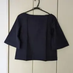 Maker's Shirt 鎌倉 ボートネック 五分袖 ブラウス ネイビー