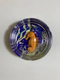 タツノオトシゴ灰皿　小物入れ　置き物　飾り物15㎝　ガラス　透明✨小石
