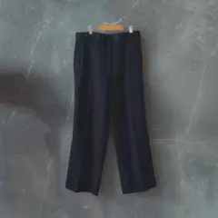 ウール100% 黒 ワイドストレート スラックス アジャスター付 日本製