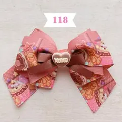 ꒰ 訳あり ꒱ハンドメイド ヘアクリップ リボン スイーツ柄 ブラウン