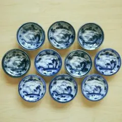 ★古いものですが美品★鍋島焼★染付★唐子文様★茶碗＆小皿★各5客セット ☆古いものですが美品☆鍋島焼☆染付☆唐子文様☆茶碗＆小皿☆各5客