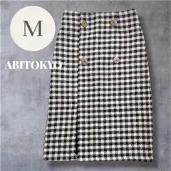 アビトーキョー ABITOKYO フロントボタン スリット チェックスカート Mのサムネイル