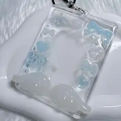 トレカキーホルダー　トレカケースデコ　ウィッシュコア01 ブルー 水色 レジン