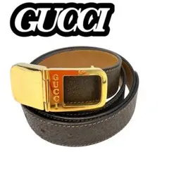 GUCCI ブラウンレザーベルト ゴールドバックル