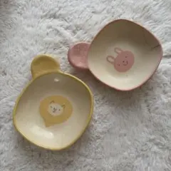 伊藤みほ　動物デザイン 陶器皿 2個セット