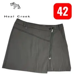 ヒールクリーク　黒 ゴルフスカート ジッパー付き　LL