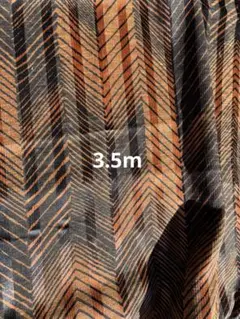 昭和レトロ生地　ビンテージ生地3.5m艶ブラウンブラック幾何学柄　はぎれ布麻