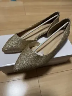 ゴールド グリッター ポインテッドトゥパンプス