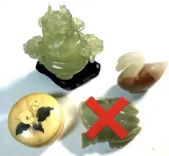 中国工芸品 まとめ売り　翡翠香炉 天然石　龍　鶴　置物　花柄　小物入れ