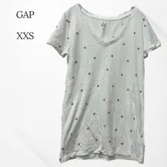ギャップ　Tシャツ　半袖　Ｖネック　ホワイト　ハート柄　総柄　カジュアル　XS