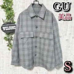 【GU】ジーユー ジャケット S メンズ シャツ チェック柄 美品 グレー