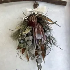 キングプロテアとプロテアロビンのスワッグ　ドライフラワー