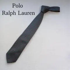 ポロラルフローレン ネクタイ 緑×紫 小紋柄 シルク 定番【n7865】