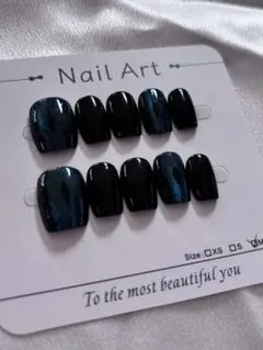 12現品　ネイルチップ　量産型　Mサイズ　マグネット　黒　青　まとめ買いおすすめ