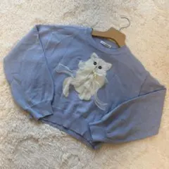 continuer de NICE CLAUP ネコ アソートニット 水色 春秋