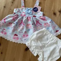 新品☆70センチ　メゾピアノ　スイーツ柄ワンピース