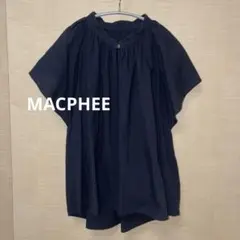 MACPHEE ハイカウントコットンツイルギャザーブラウス ネイビー36のサムネイル