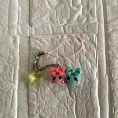 ほっぺちゃん　サン宝石　双子(ピンク&ブルー) ストラップ