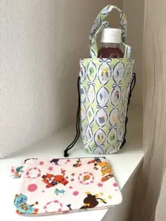 [ハンドメイド]鳥柄ペットボトルカバー ＆猫柄ティッシュケースのセット