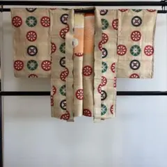 a*o様 ■E6064■アンティーク■正絹■蒸栗色　車輪柄　銘仙　袷　長羽織■丈