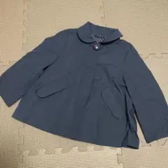 【美品】familiar ネイビー コート ドット柄 リボン付き 90cm