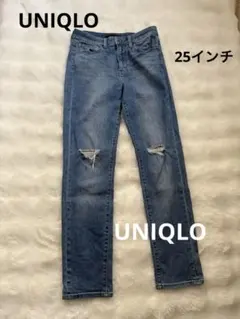 美品❤︎UNIQLO ダメージデニム スリムフィット 25インチ