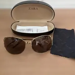 ZARA サングラス ゴールドフレーム ブラウンレンズ ケース付きのサムネイル