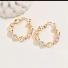 フープピアス ゴールド シルバー ローズゴールド 結婚式　ツイストデザイン