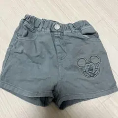 ミッキーマウス刺繍 グレー ハーフパンツ