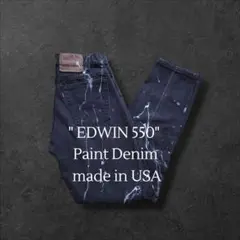 90sUSA制 EDWIN エドウィン550ペイントブラックデニムパンツ ペンキ