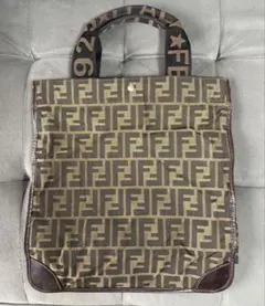 FENDI ズッカ トートバッグ ハンドバッグ キャンバス レザー 0364 