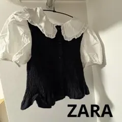 ZARAシャーリングシャツ丸襟ボリューム袖パフ