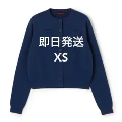 新品　CABaN コットンカシミヤ クルーネックカーディガン　ダークブルー　XS