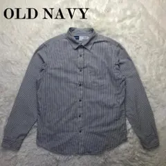 OLD NAVY 厚手 オックスフォード ワークシャツ ストライプ インド綿 Mのサムネイル