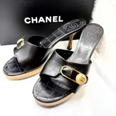 CHANEL ココマーク レザー ミュール サンダル 40 黒のサムネイル
