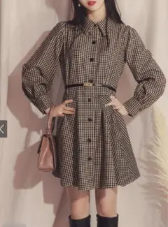 膝丈の千鳥柄ワンピース　grl