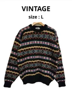 ハンドニット フェアアイル柄 ニット セーター L