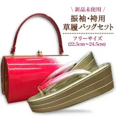 草履バッグセット 振袖用 袴用 赤 グラデ 厚底 フリーサイズ 成人式 卒業式