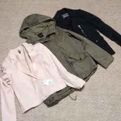 レディース ジャケットセット ピンク・オリーブ・黒3点まとめ