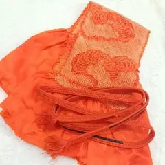 E10 帯揚げ 帯締め セット しぼり オレンジ