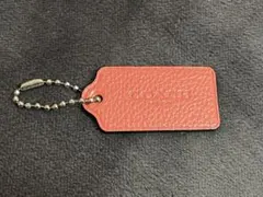 COACH レザー タグ型キーホルダー レッド ピンク