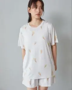 ジェラートピケ【接触冷感】プレイフル アイス柄Tシャツ ショートパンツセット